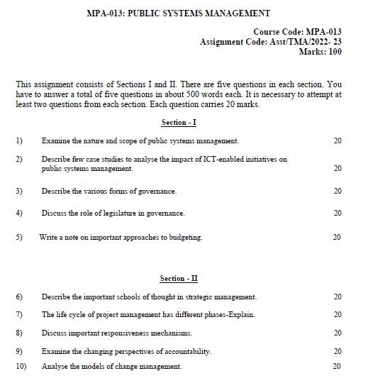 ignou mpa solved assignment 2022 23