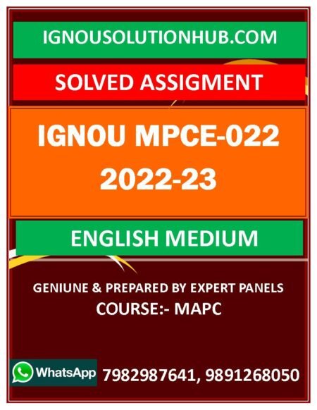 IGNOU MPCE-22 SOLVED ASSIGNMENT 2022-23 ENGLISH MEDIUM