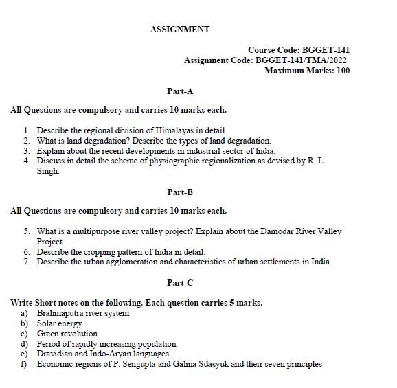 IGNOU BGGET-141 SOLVED ASSIGNMENT 2022-23 ENGLISH MEDIUM