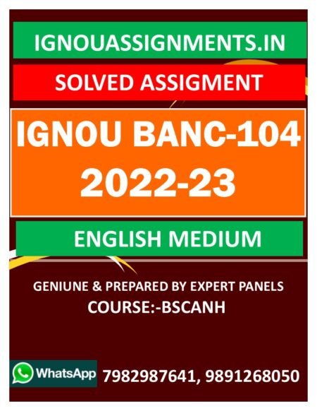 IGNOU BANC-104 SOLVED ASSIGNMENT 2022-23 ENGLISH MEDIUM