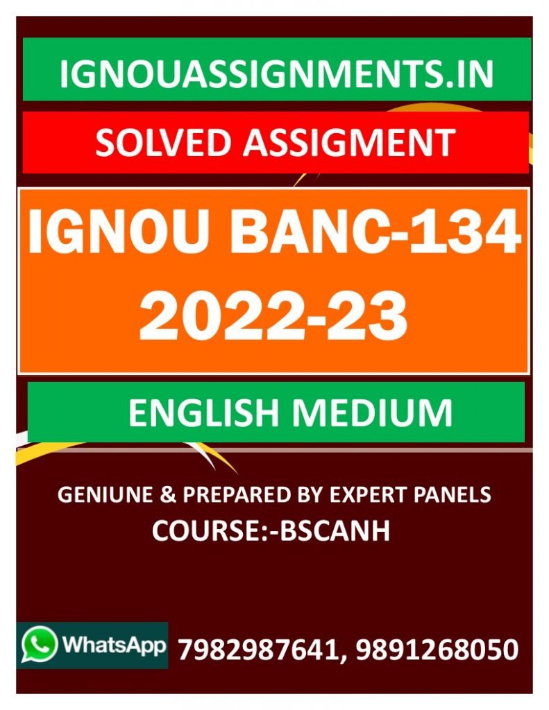IGNOU BANC-134 SOLVED ASSIGNMENT 2022-23 ENGLISH MEDIUM