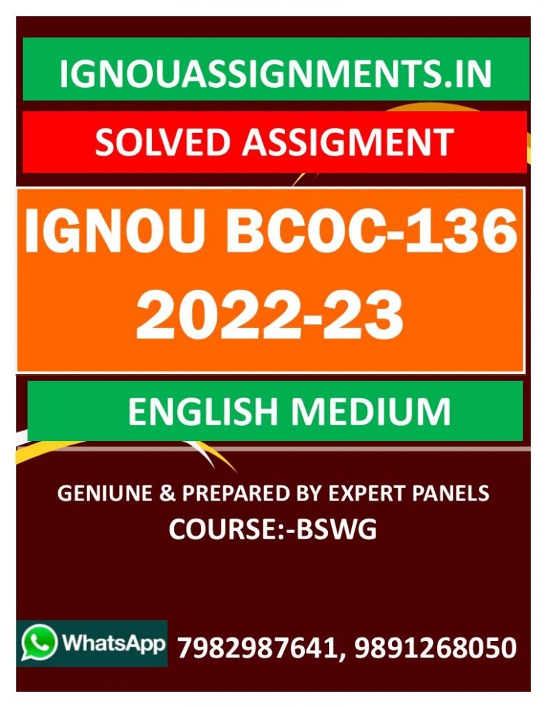 IGNOU BCOC-136 SOLVED ASSIGNMENT 2022-23 ENGLISH MEDIUM