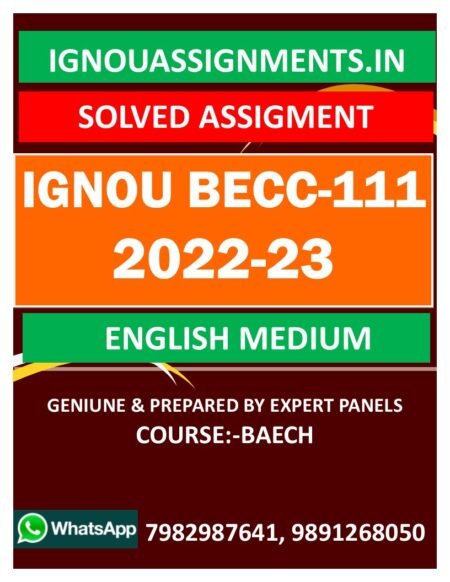 IGNOU BECC-111 SOLVED ASSIGNMENT 2022-23 ENGLISH MEDIUM