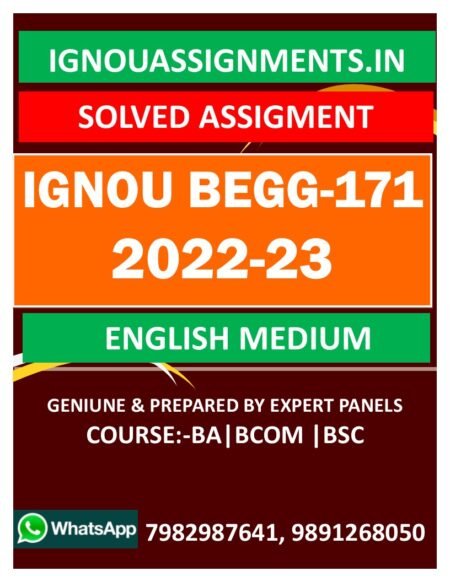 IGNOU BEGG-171 SOLVED ASSIGNMENT 2022-23 ENGLISH MEDIUM