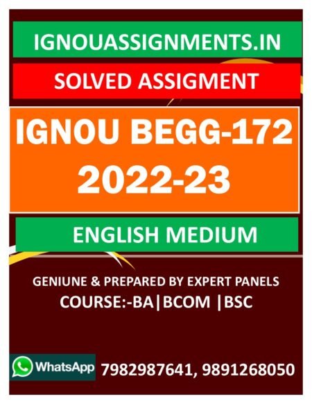 IGNOU BEGG-172 SOLVED ASSIGNMENT 2022-23 ENGLISH MEDIUM
