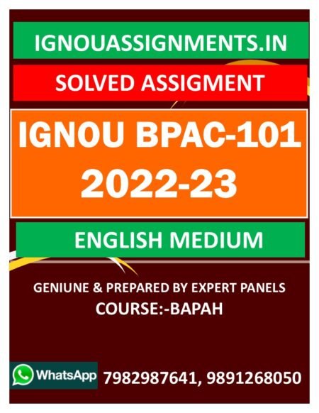 IGNOU BPAC-101 SOLVED ASSIGNMENT 2022-23 ENGLISH MEDIUM