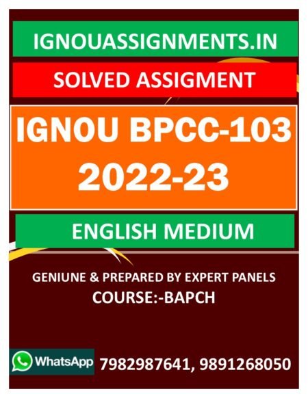 IGNOU BPCC-103 SOLVED ASSIGNMENT 2022-23 ENGLISH MEDIUM