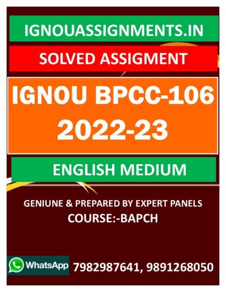 IGNOU BPCC-106 PART -A SOLVED ASSIGNMENT 2022-23 ENGLISH MEDIUM