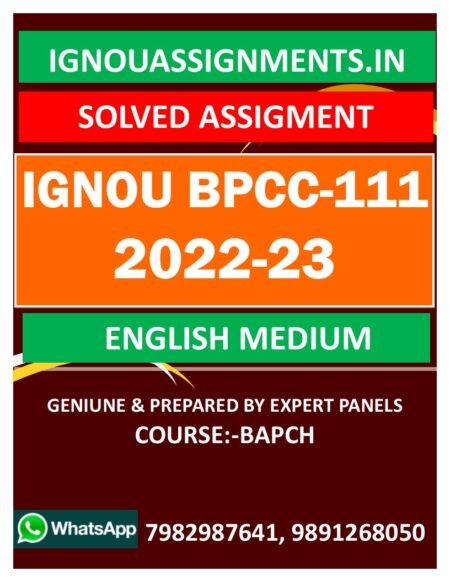 IGNOU BPCC-111 SOLVED ASSIGNMENT 2022-23 ENGLISH MEDIUM