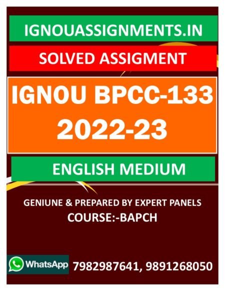 IGNOU BPCC-133 SOLVED ASSIGNMENT 2022-23 ENGLISH MEDIUM