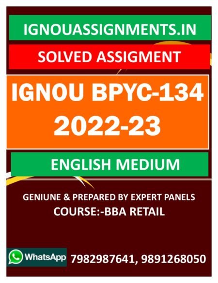 IGNOU BPYC-134 SOLVED ASSIGNMENT 2022-23 ENGLISH MEDIUM