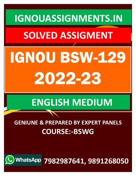 IGNOU BSW-129 SOLVED ASSIGNMENT 2022-23 ENGLISH MEDIUM