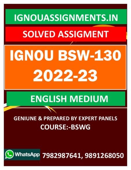 IGNOU BSW-130 SOLVED ASSIGNMENT 2022-23 ENGLISH MEDIUM