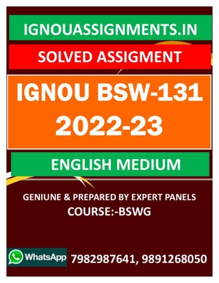 IGNOU BSW-131 SOLVED ASSIGNMENT 2022-23 ENGLISH MEDIUM