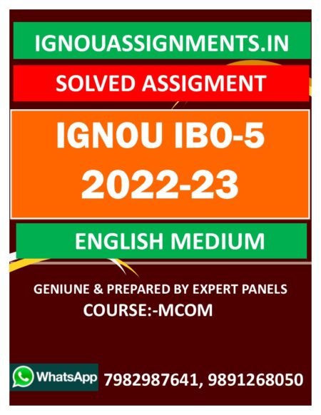 IGNOU IBO-5 SOLVED ASSIGNMENT 2022-23 ENGLISH MEDIUM