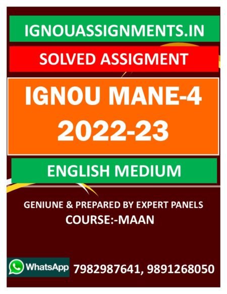 IGNOU MANE-4 SOLVED ASSIGNMENT 2022-23 ENGLISH MEDIUM