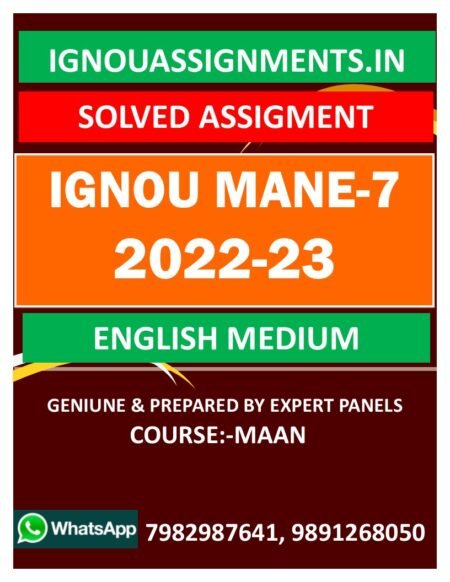 IGNOU MANE-7 SOLVED ASSIGNMENT 2022-23 ENGLISH MEDIUM