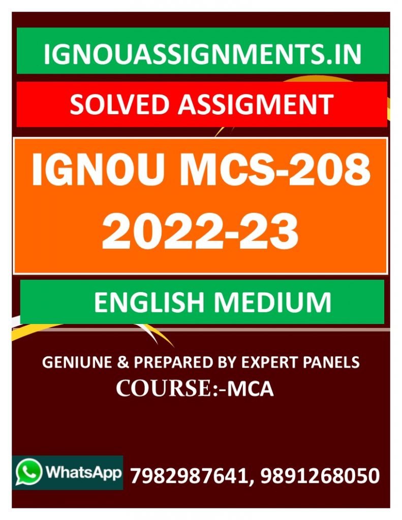 IGNOU MCS-208 SOLVED ASSIGNMENT 2022-23 ENGLISH MEDIUM