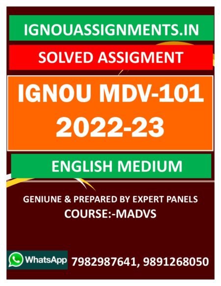 IGNOU MDV-101 SOLVED ASSIGNMENT 2022-23 ENGLISH MEDIUM
