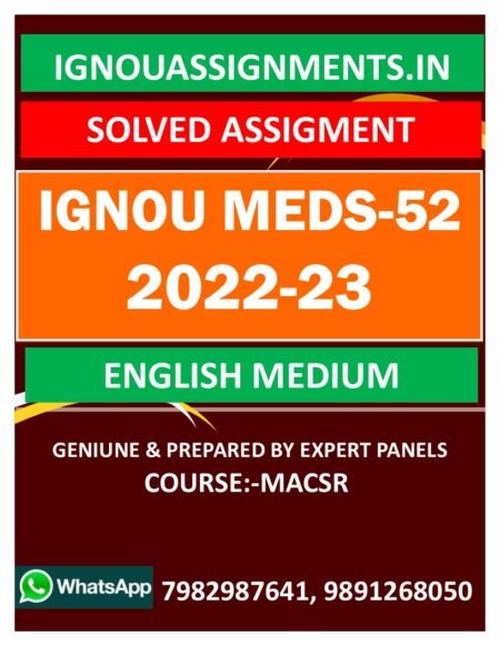 IGNOU MEDS-52  SOLVED ASSIGNMENT 2022-23 ENGLISH MEDIUM