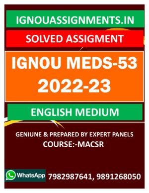 IGNOU MEDS-53  SOLVED ASSIGNMENT 2022-23 ENGLISH MEDIUM