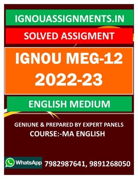 IGNOU MEG-12 SOLVED ASSIGNMENT 2022-23 ENGLISH MEDIUM