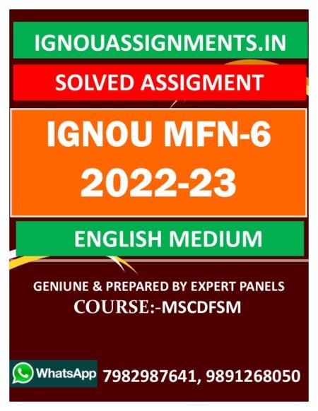 IGNOU MFN-6 SOLVED ASSIGNMENT 2022-23 ENGLISH MEDIUM
