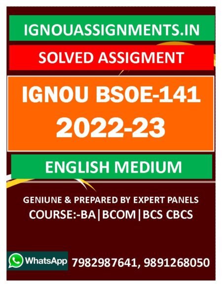 IGNOU BSOE-141 SOLVED ASSIGNMENT 2022-23 ENGLISH MEDIUM