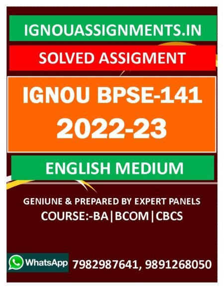 IGNOU BPSE-141 SOLVED ASSIGNMENT 2022-23 ENGLISH MEDIUM