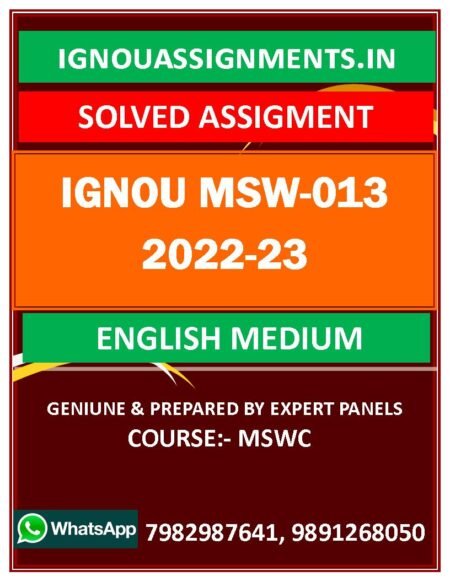 IGNOU MSW-013 SOLVED ASSIGNMENT 2022-23 ENGLISH MEDIUM