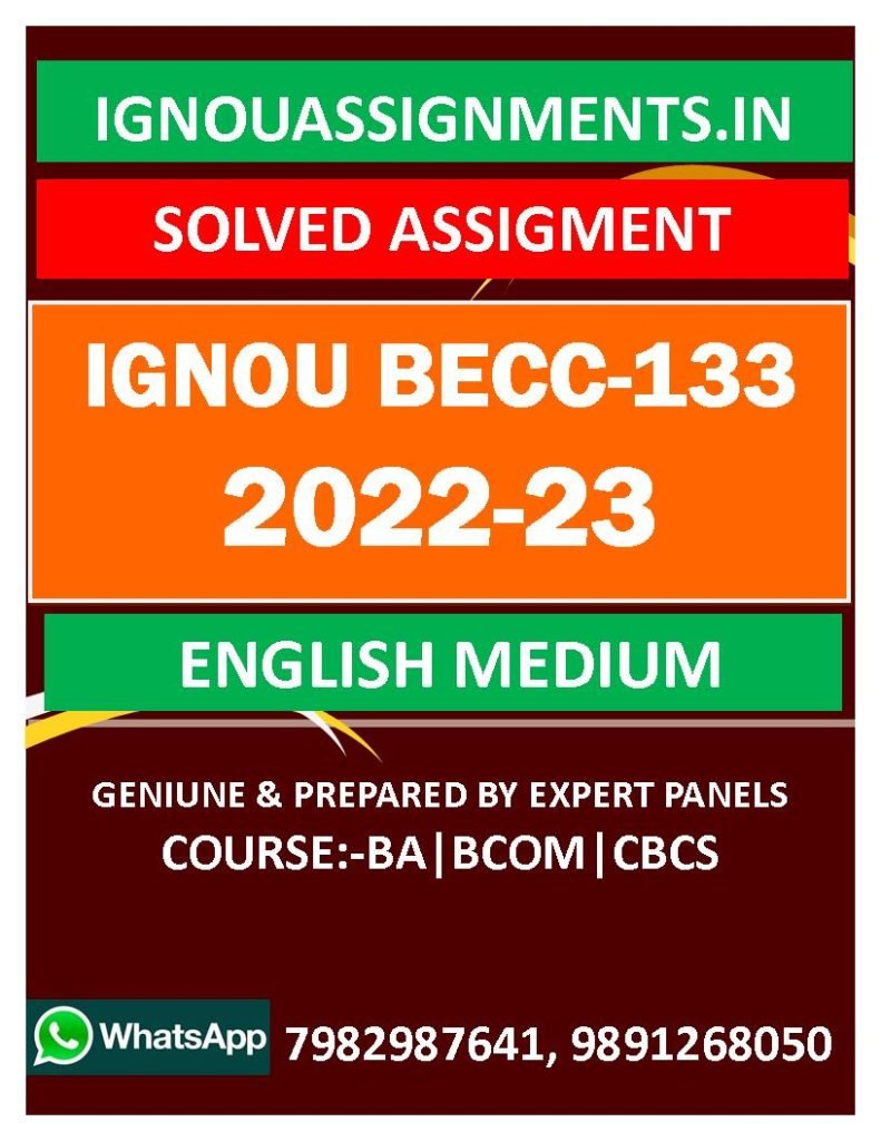 IGNOU BECC-133 SOLVED ASSIGNMENT 2022-23 ENGLISH MEDIUM