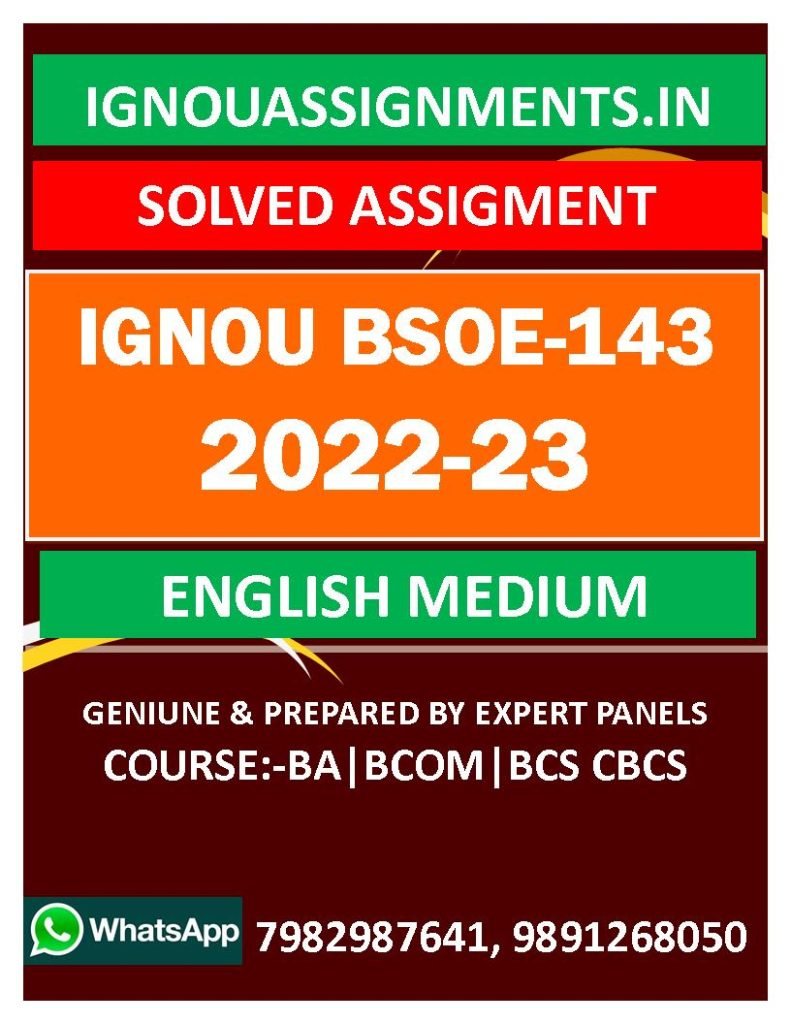 IGNOU BSOE-143 SOLVED ASSIGNMENT 2022-23 ENGLISH MEDIUM
