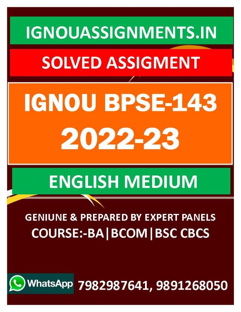 IGNOU BPSE-143 SOLVED ASSIGNMENT 2022-23 ENGLISH MEDIUM