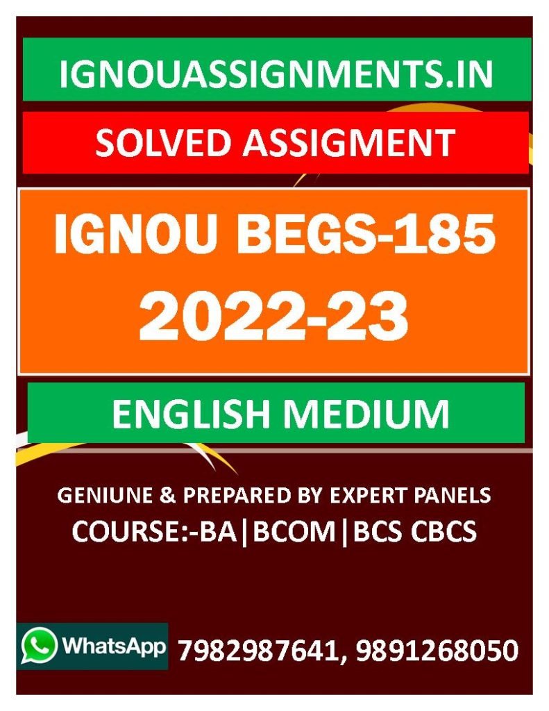 IGNOU BEGS-183 SOLVED ASSIGNMENT 2022-23 ENGLISH MEDIUM