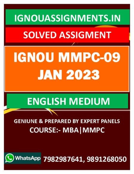 IGNOU MMPC-09 SOLVED ASSIGNMENT JAN 2023 ENGLISH MEDIUM