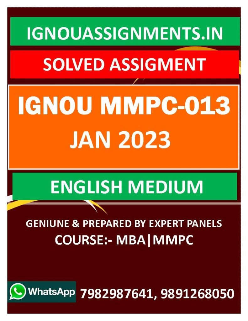 IGNOU MMPC-013 SOLVED ASSIGNMENT JAN 2023 ENGLISH MEDIUM