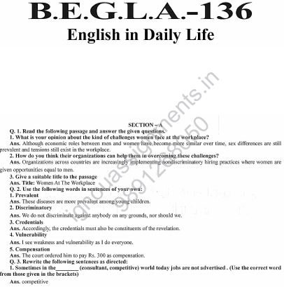 IGNOU BEGLA-136 SOLVED ASSIGNMENT 2022-23 ENGLISH MEDIUM