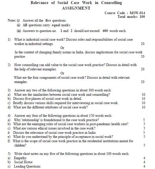 ignou msw assignment 2022