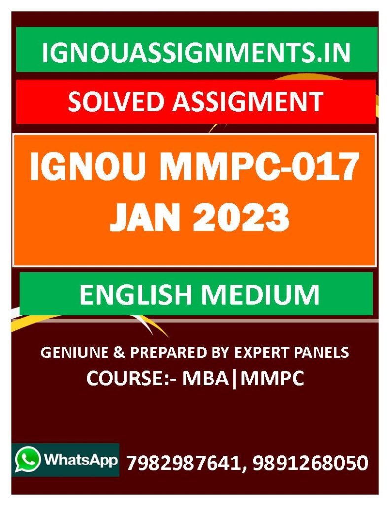 IGNOU MMPC-017 SOLVED ASSIGNMENT JAN 2023 ENGLISH MEDIUM
