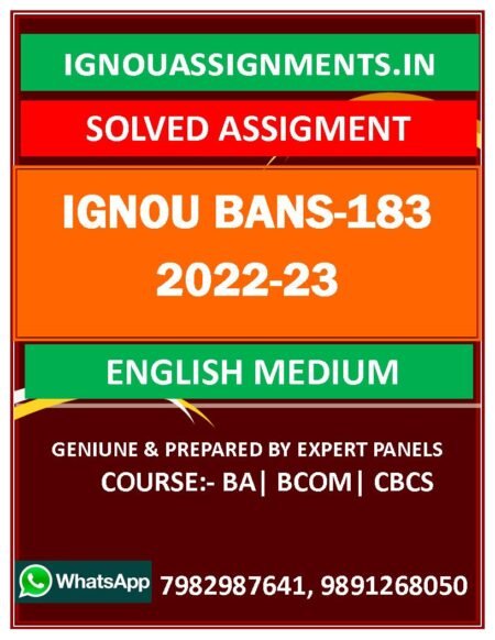 IGNOU BANS-183 SOLVED ASSIGNMENT 2022-23 ENGLISH MEDIUM