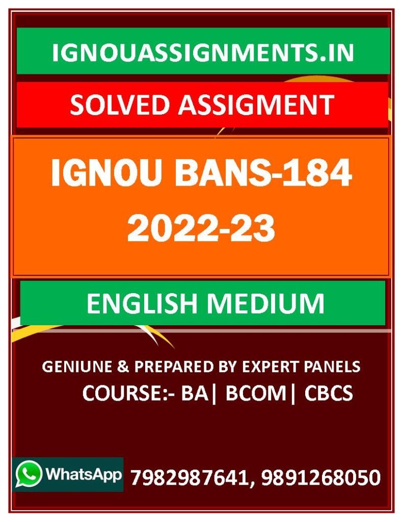 IGNOU BANS-184 SOLVED ASSIGNMENT 2022-23 ENGLISH MEDIUM