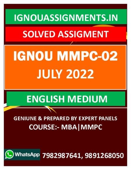 IGNOU MMPC-02 SOLVED ASSIGNMENT JULY 2022 ENGLISH MEDIUM