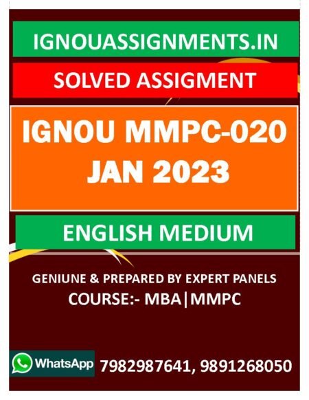 IGNOU MMPC-020 SOLVED ASSIGNMENT JAN 2023 ENGLISH MEDIUM