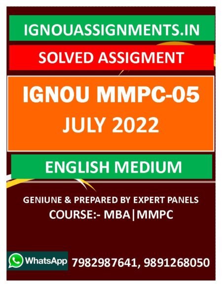 IGNOU MMPC-05 SOLVED ASSIGNMENT JULY 2022 ENGLISH MEDIUM