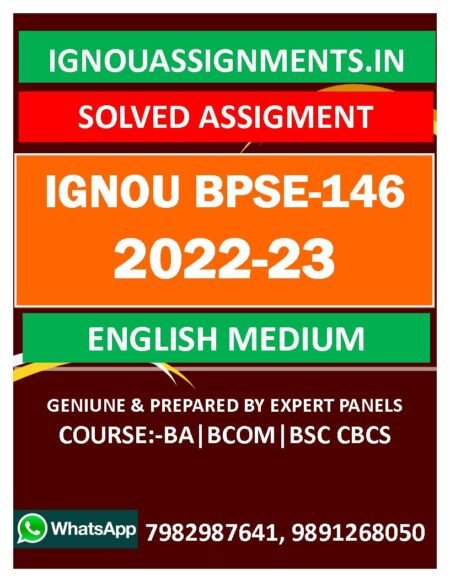 IGNOU BPSE-146 SOLVED ASSIGNMENT 2022-23 ENGLISH MEDIUM