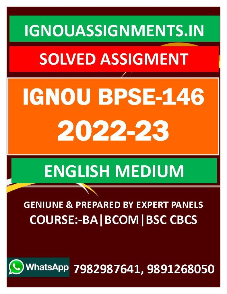 IGNOU BPSE-146 SOLVED ASSIGNMENT 2022-23 ENGLISH MEDIUM