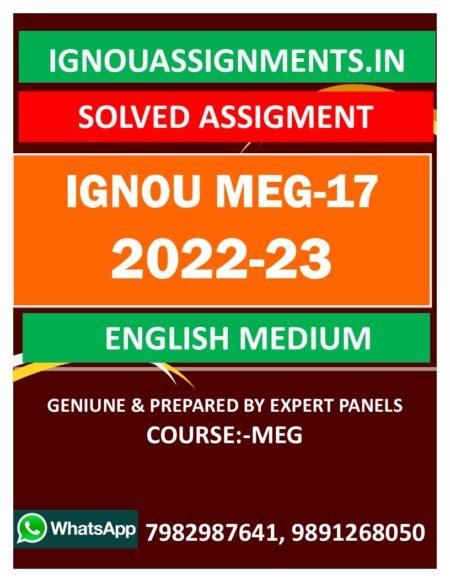 IGNOU MEG-17 SOLVED ASSIGNMENT 2022-23 ENGLISH MEDIUM