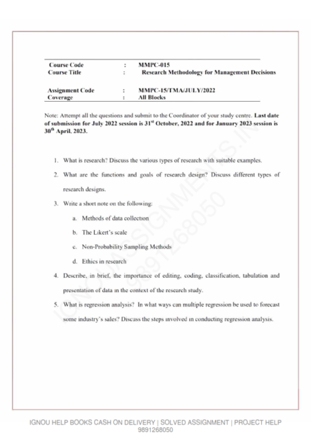 IGNOU MMPC-015 SOLVED ASSIGNMENT JULY 2022 ENGLISH MEDIUM