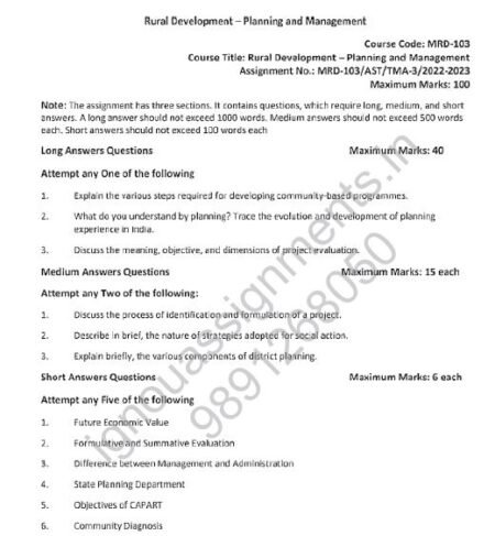 IGNOU MRD-103 SOLVED ASSIGNMENT 2022-23 ENGLISH MEDIUM - Image 3