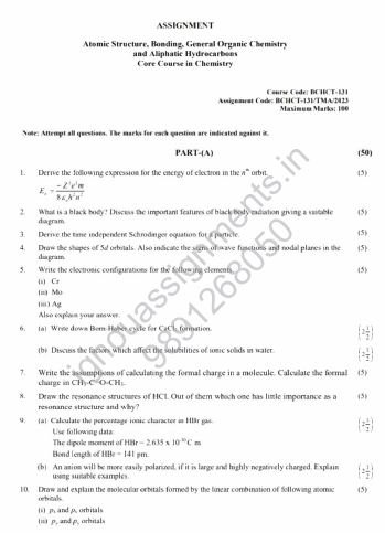 IGNOU BCHCT 131 SOLVED ASSIGNMENT 2023 ENGLISH MEDIUM